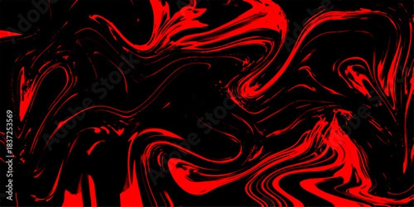 Fototapeta  Red colorful marble pattern of the blend of curves. Marbleized bright effect with fluid painting, background for kitchen. Marble Red Alcohol Ink Wavy Liquid Texture blend of curves. 