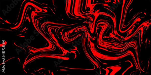 Fototapeta  Red colorful marble pattern of the blend of curves. Marbleized bright effect with fluid painting, background for kitchen. Marble Red Alcohol Ink Wavy Liquid Texture blend of curves. 