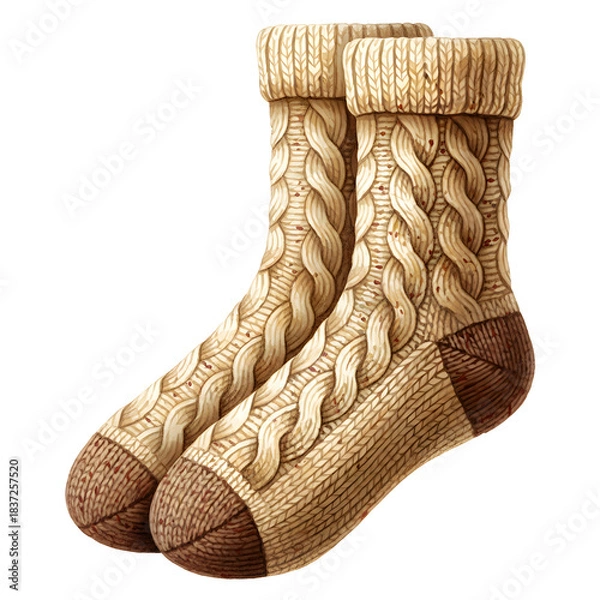 Obraz Knitted Winter Socks – Cozy Wool Cable Knit Design