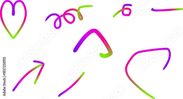 Obraz Colorful hand drawn abstract shapes and symbols on white background