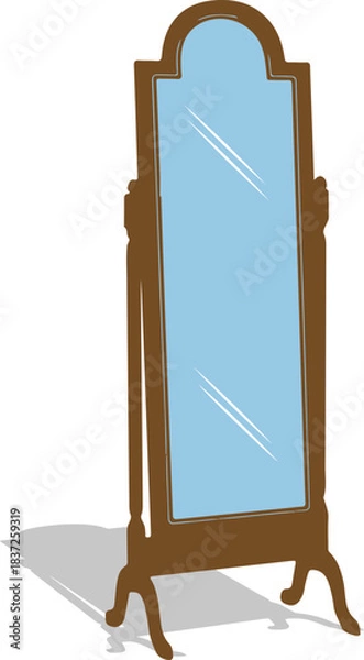 Fototapeta Reflection and Perspective: A decorative wooden mirror stands gracefully, capturing the essence of reflection and offering a window to different perspectives.