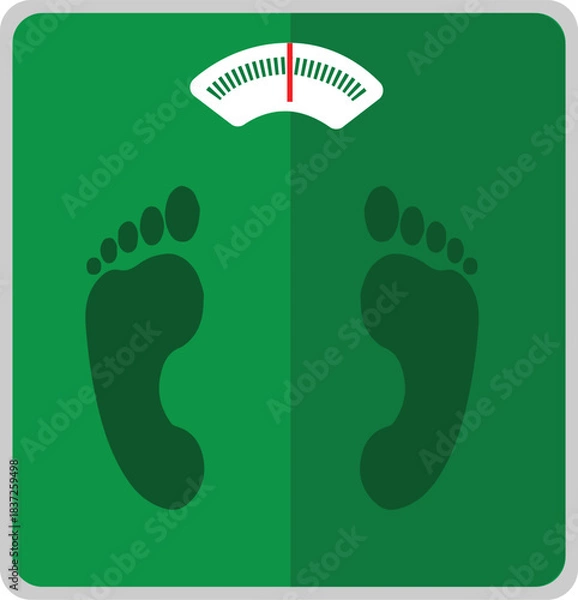 Fototapeta Weight Scale Illustration: A simple weight scale with foot print, symbolizing a focus on health, fitness, and weight management.