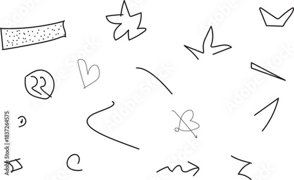 Obraz Collection of simple hand drawn doodle icons and symbols