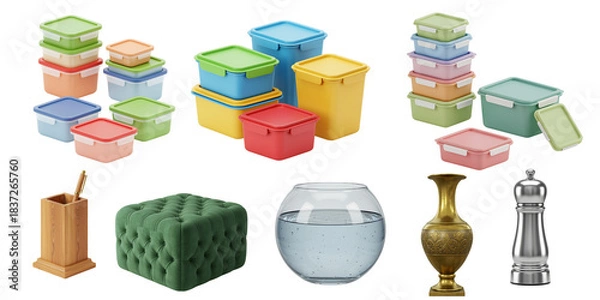 Fototapeta set of plastic bottles isolated on white