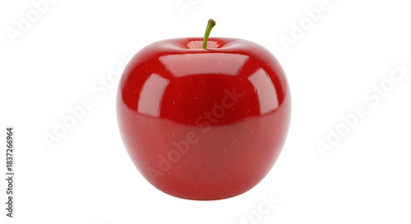 Obraz Vibrant Red Apple with Green Stem Isolated on Transparent Background, Studio Shot