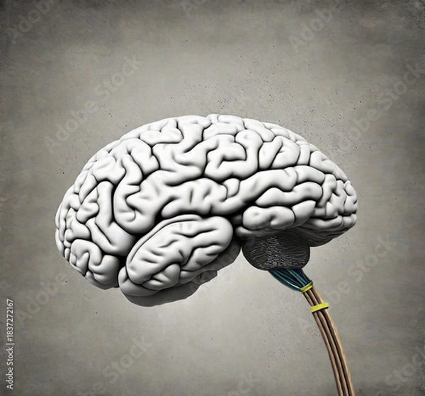 Obraz Mechanical Brain with Wires — Artificial Intelligence and Futuristic Technology Concept