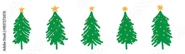 Obraz kids sketch christmas tree doodle cute star 