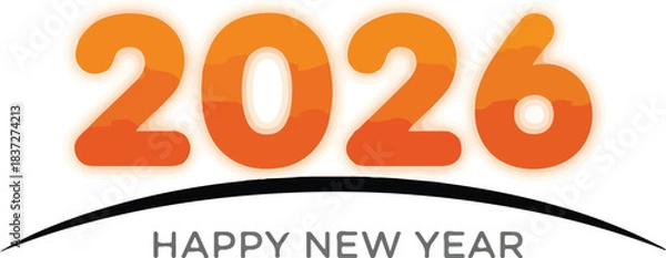 Fototapeta 2026 Celebration: A vibrant numerical representation of the year 2026, set against a clean backdrop with a celebratory greeting underneath. Expressing hope and anticipation.