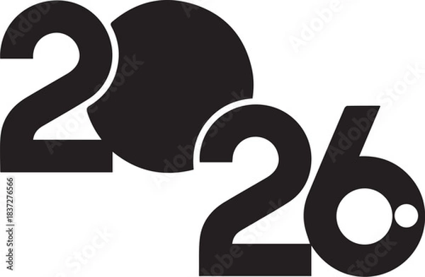 Fototapeta 2026 Typography: A sleek, minimalist typographic design presenting the year 2026, offering a clean and modern aesthetic.