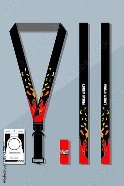 Fototapeta Lanyard Design Template Set for All Company In black Color combinations EPS 10