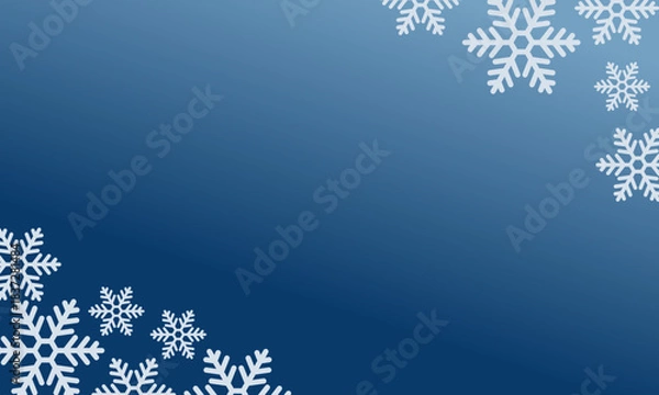 Obraz Snowy blue background with falling snowflakes