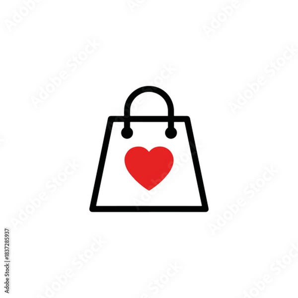 Obraz Shopping bag with a red heart symbol.
