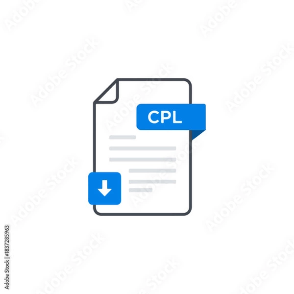 Obraz Document with CPL extension and download icon.