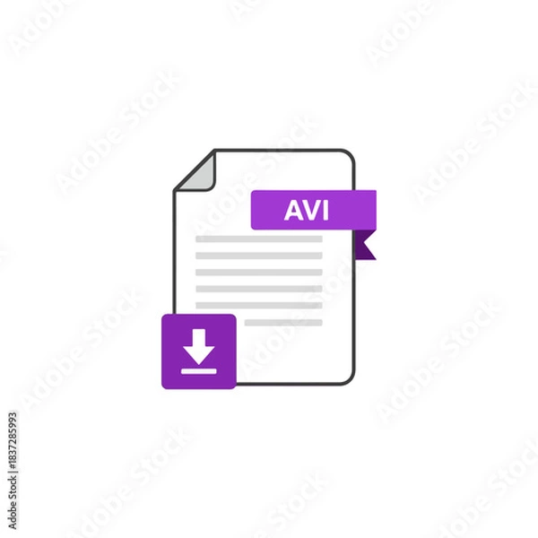 Obraz Download Icon for AVI File Format Document.