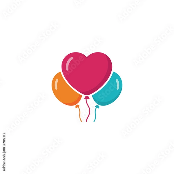 Obraz Heart Shaped Balloon Cluster Celebration.