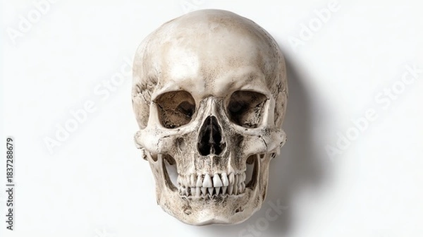 Obraz Human skull top view, isolate white background