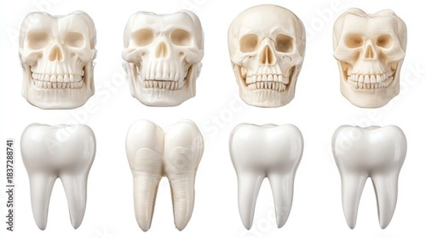 Obraz Human teeth full set anatomy, isolate white background