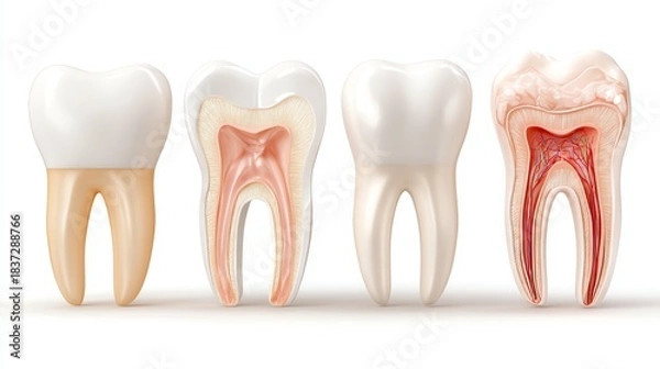 Obraz Human teeth full set anatomy, isolate white background