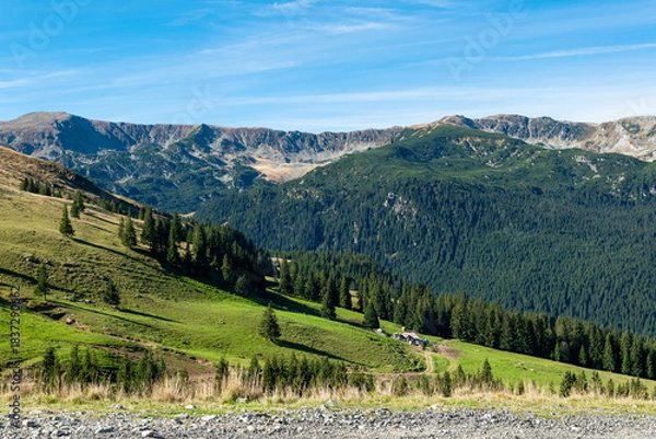 Fototapeta Mountain landscape in the Southern Carpathians along the Transalpina route, Romania