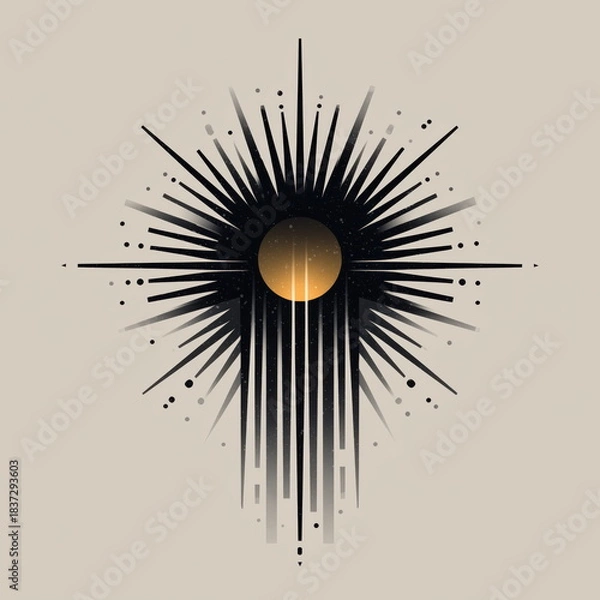 Obraz Wall Art stylized sun pattern design with simple lines and creative logo isometric style