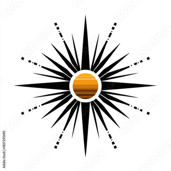 Obraz Wall Art Modern Stylized Sun Pattern with Simple Lines for Creative Design Projects