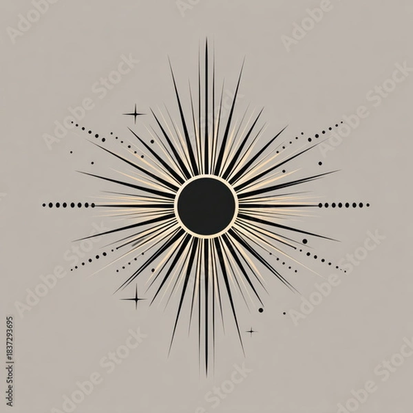 Obraz Wall Art Stylized Sun Pattern Design with Simple Lines Creative Logo Isometric Style