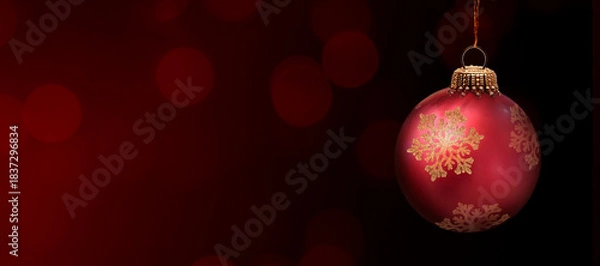 Obraz Rote Weihnachtskugel an einem Tannenzweig