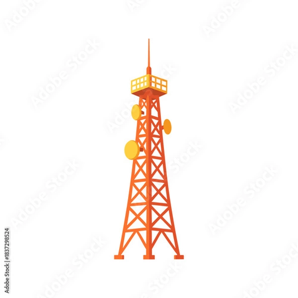Fototapeta Network tower icon logo flat vector design