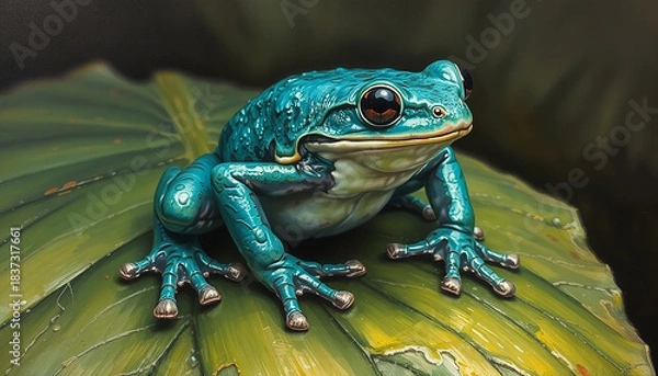 Obraz Turquoise frog on a leaf