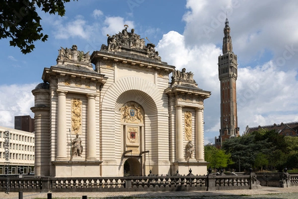 Obraz Porte de Paris et beffroi à Lille