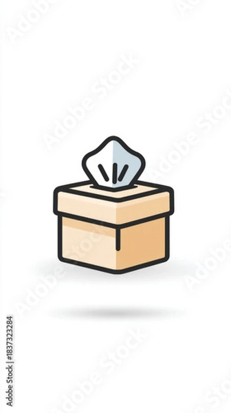 Obraz Outline icon of return box with open lid and brand element for e-commerce and packaging