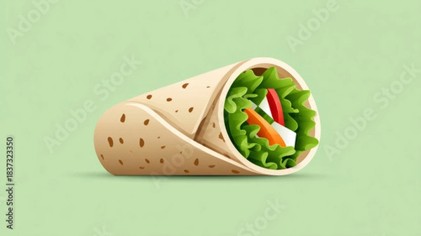 Obraz Minimalistic flat design of iconic indian street food kathi roll