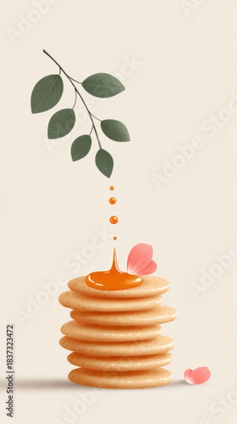 Obraz Indian street food jalebi with honey drizzle and floral elements for creative design