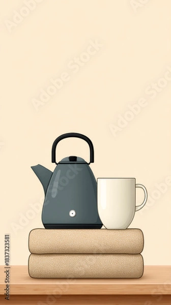 Obraz Minimalist still life with teapot and mug for cozy and calm atmosphere