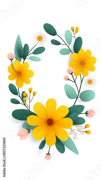 Obraz Vertical flower crown composition with colorful floral arrangement for decorative design