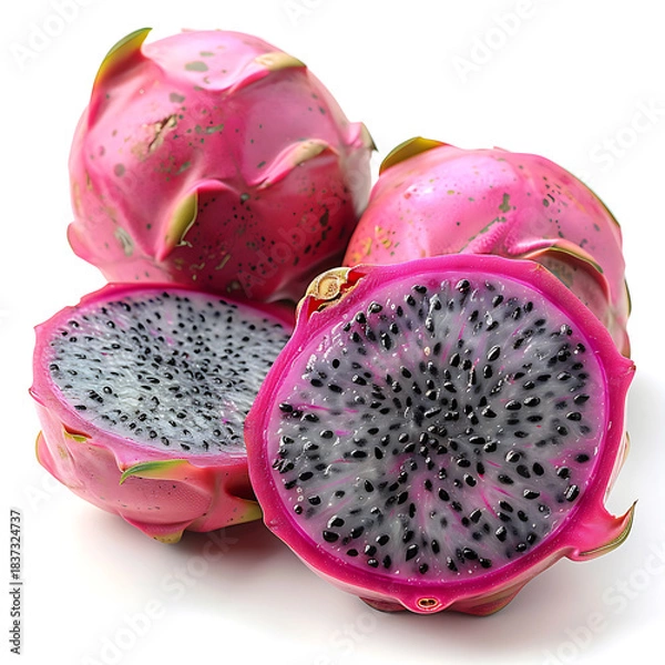Obraz  Cut dragon fruit on white background isolated