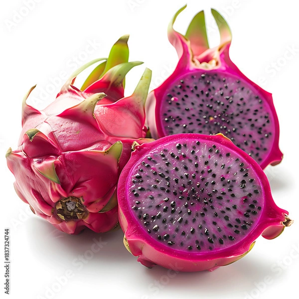 Obraz  Cut dragon fruit on white background isolated