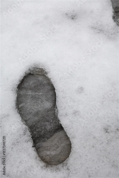 Obraz Single Footprint in Fresh Winter Snow