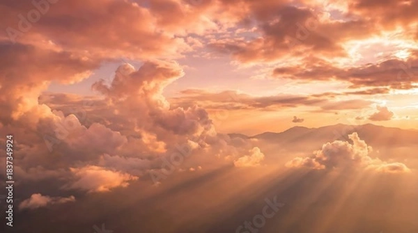 Fototapeta Heavens Opening Light Rays Abstract Sky Beams