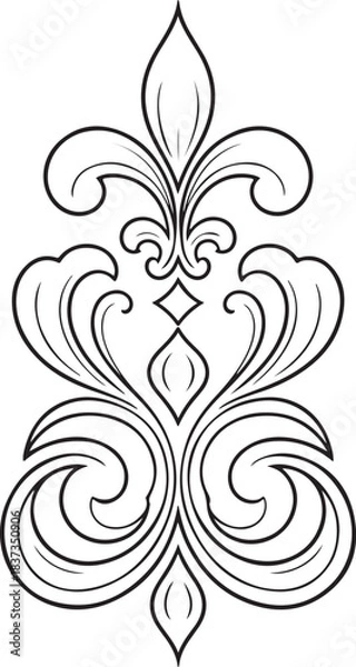Obraz Classic elegant symmetrical ornamental scroll design line art