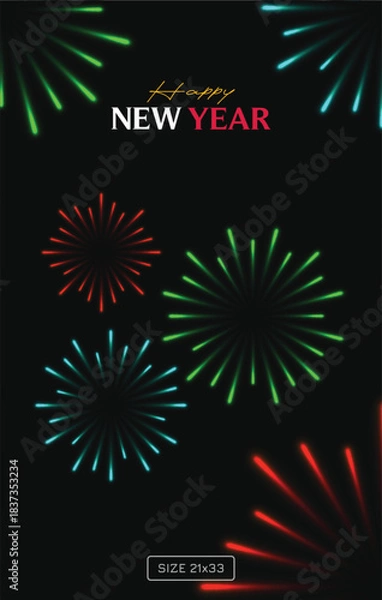 Obraz abstract fireworks illustration on black background