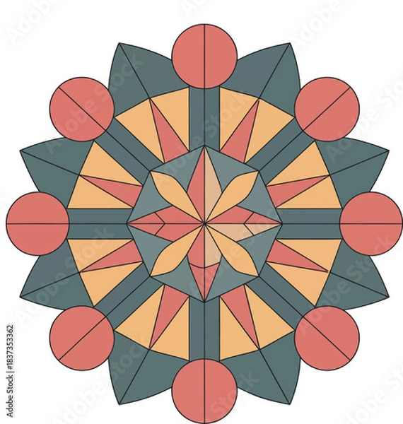 Fototapeta Abstract ornamental star design with geometric shapes and circles