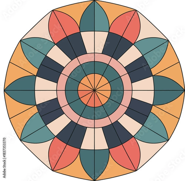 Fototapeta Colorful geometric mandala pattern with abstract design element.