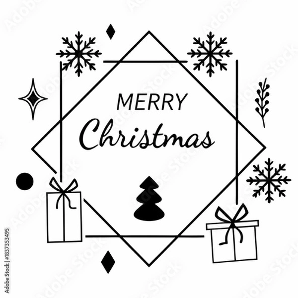 Obraz  Christmas Poster Template Vector Design with Holiday Elements
