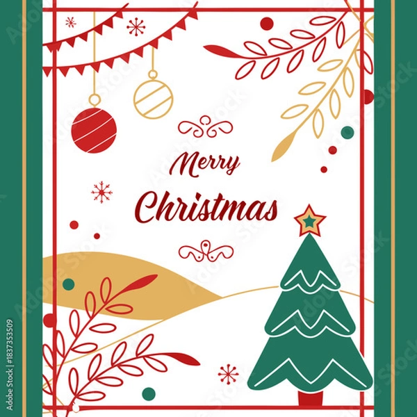 Obraz  Christmas Poster Template Vector Design with Holiday Elements