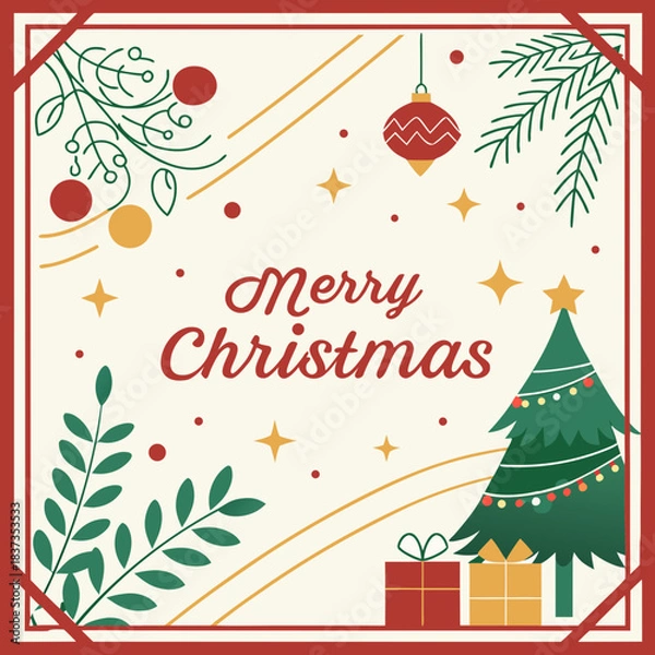 Obraz  Christmas Poster Template Vector Design with Holiday Elements