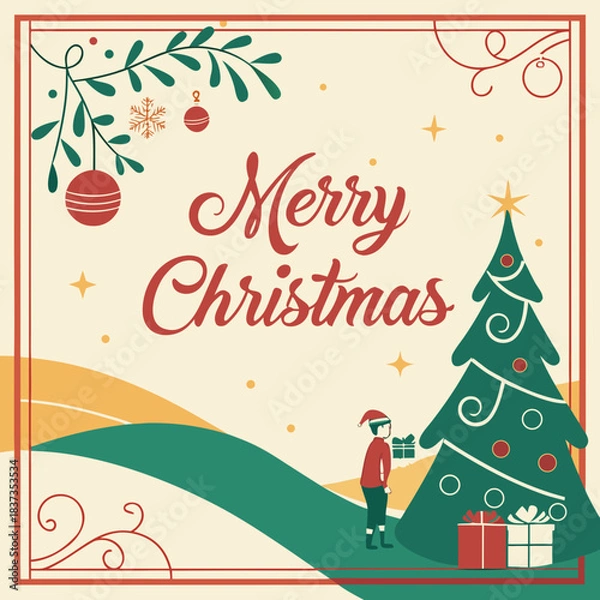 Obraz  Christmas Poster Template Vector Design with Holiday Elements