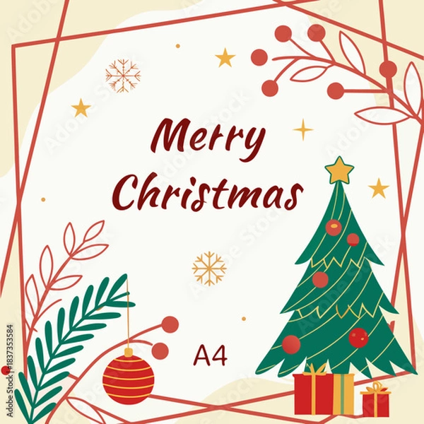 Obraz  Christmas Poster Template Vector Design with Holiday Elements