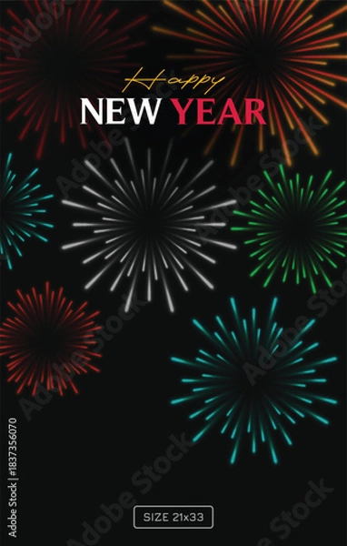 Obraz abstract fireworks illustration on black background