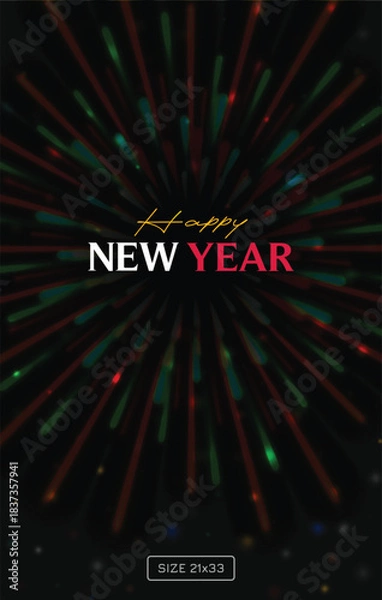 Obraz abstract fireworks illustration on black background